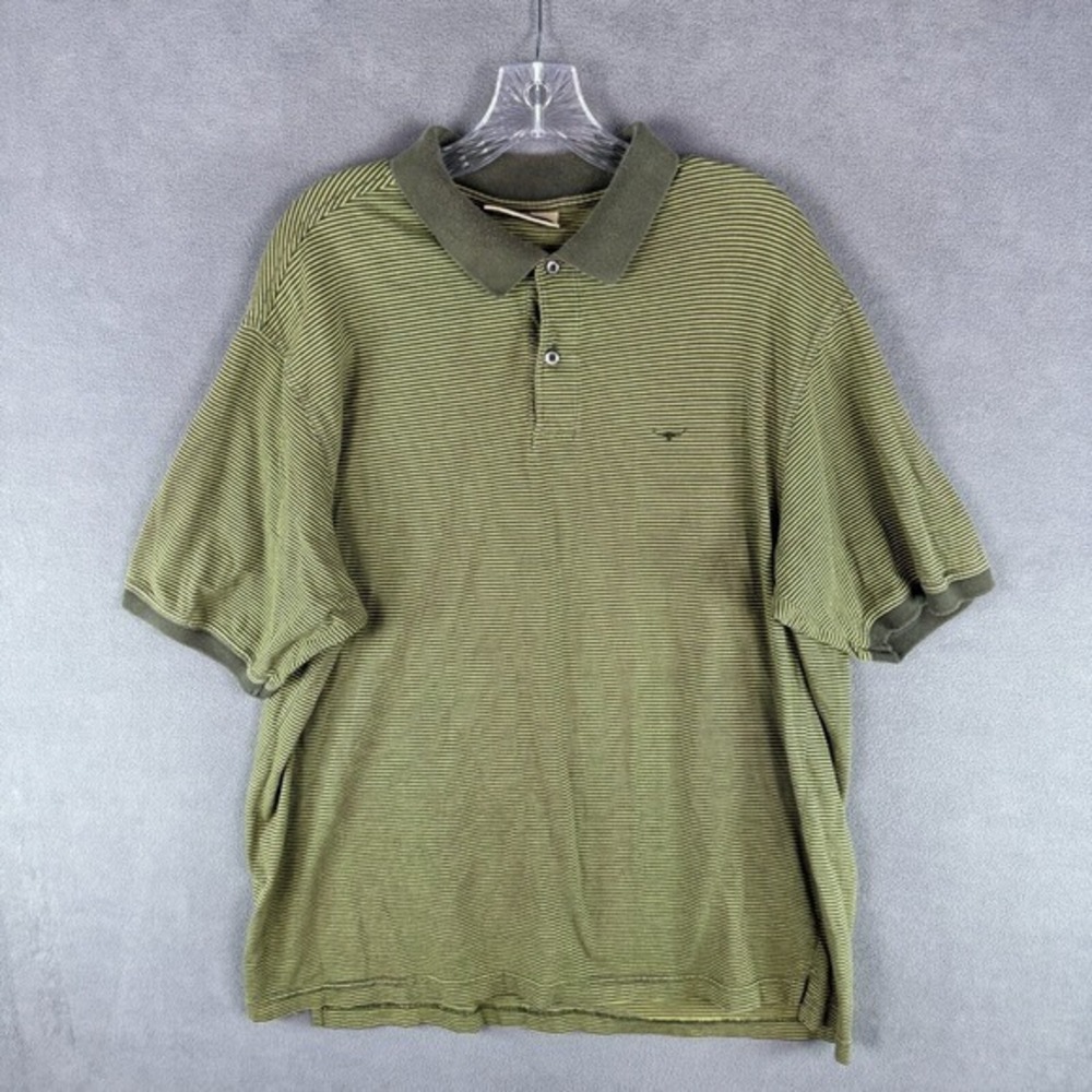 R.M Williams Men's Polo Shirt Size XL Striped Green Longhorn‎ Western Wear